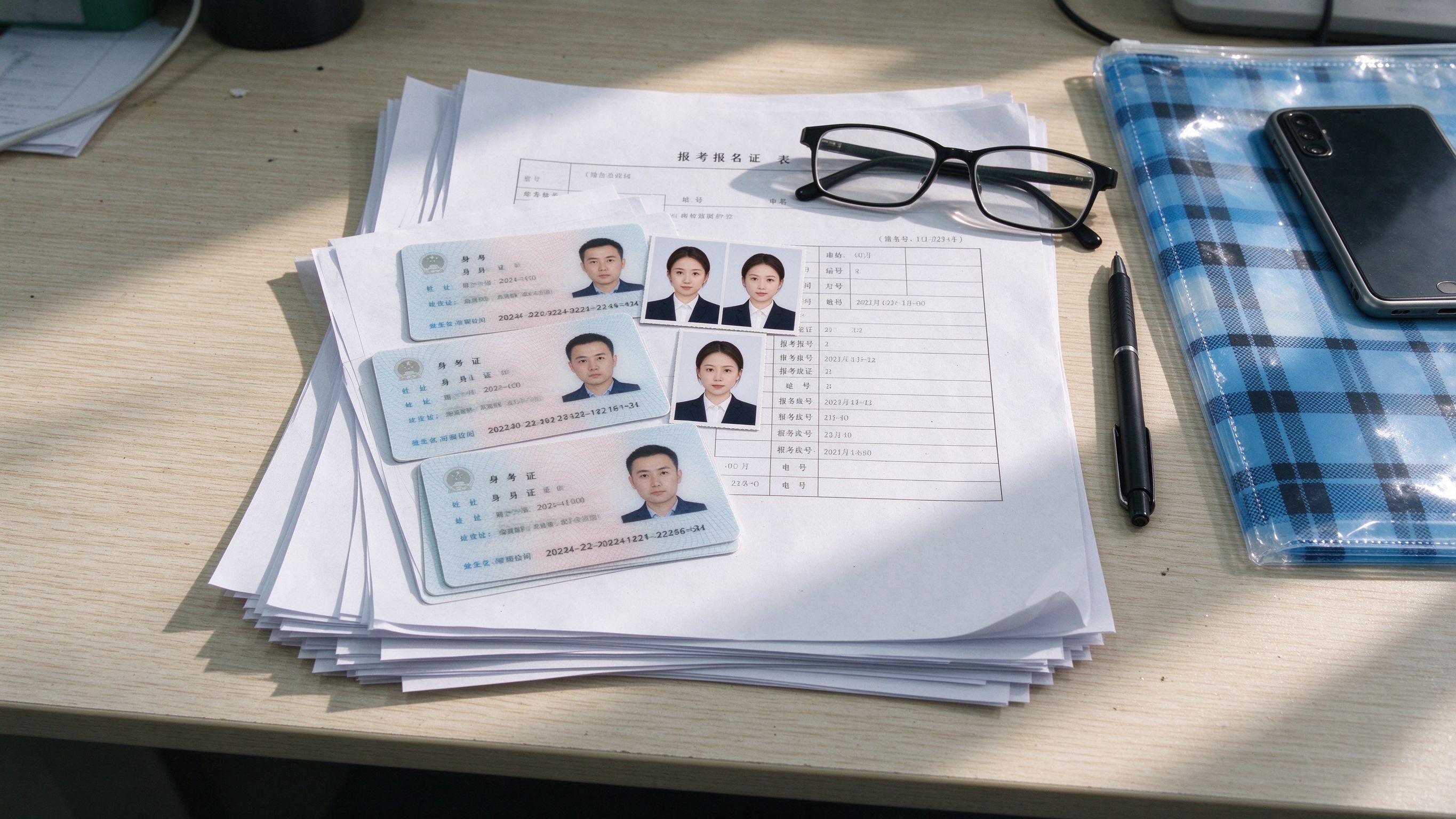 报考材料整理桌面